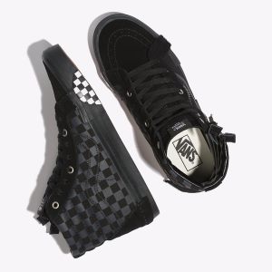 Vans Bayan Spor Ayakkabı Checkerboard Sk8-Hi Reissue Cap Siyah | 45016-591